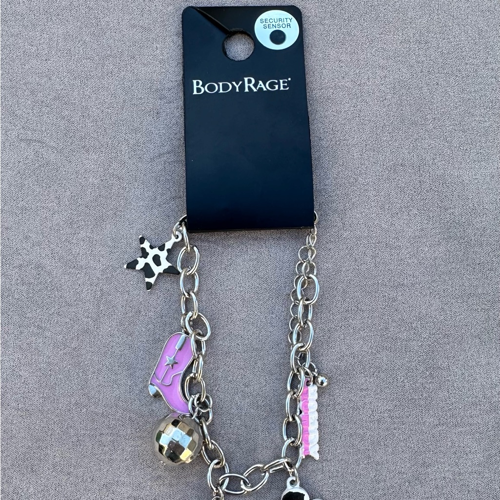 Body Rage Silver And Pink Charm Bracelet